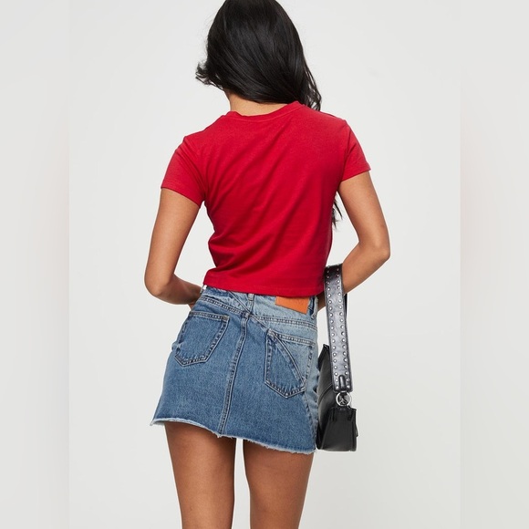 Princess Polly Jellicoe Spliced Denim Mini Skirt Multi Wash Size US 6 - Picture 8 of 8